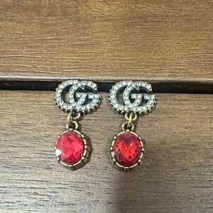 Gucci Upcycled Glamorous Red Gemstone Earrings